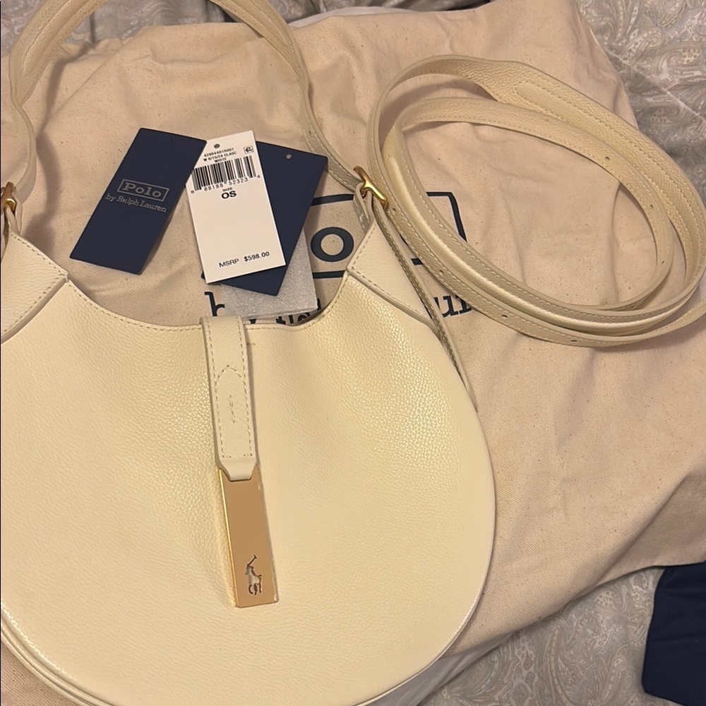 Polo by Ralph Lauren Cream Leather Shoulder Bag